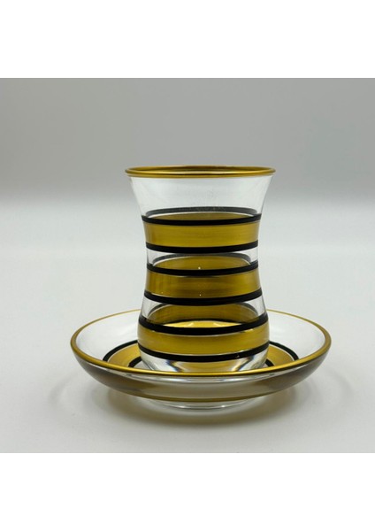 Altın Şeritli 6 Kişilik Çay Bardağı Seti