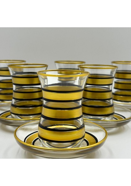 Altın Şeritli 6 Kişilik Çay Bardağı Seti fiyatları