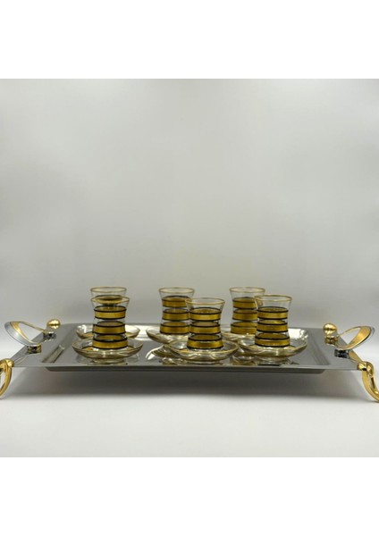 Altın Şeritli 6 Kişilik Çay Bardağı Seti modelleri
