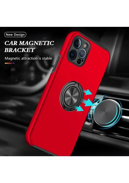 Newface iPhone 12 Pro Max Kılıf Elit Yüzüklü Kapak - Kırmızı indirimleri