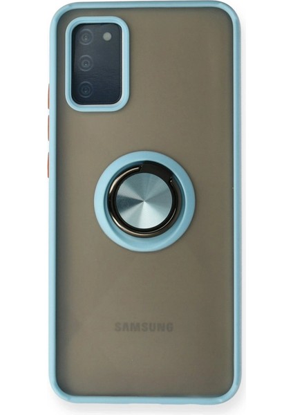 Newface Samsung Galaxy A02S Kılıf Montreal Yüzüklü Silikon Kapak - Buz Mavi