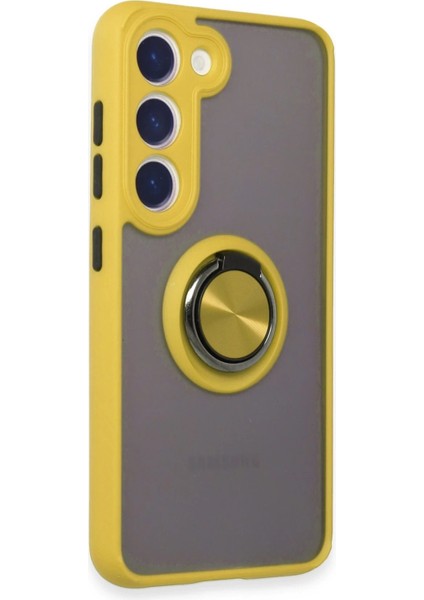 Newface Samsung Galaxy S23 Kılıf Montreal Yüzüklü Silikon Kapak - Sarı fiyatları