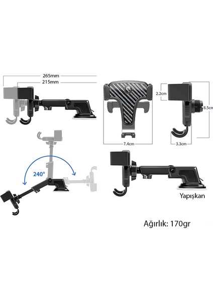 Ally ST-1704 Araç Içi Uzayan Ayarlanabilir Vantuzlu Telefon TUTUCU-(1903) indirimleri