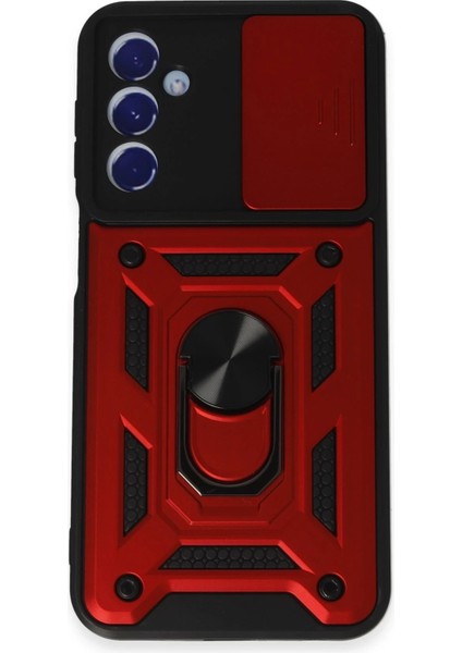 Newface Samsung Galaxy M34 5g Kılıf Pars Lens Yüzüklü Silikon - Kırmızı