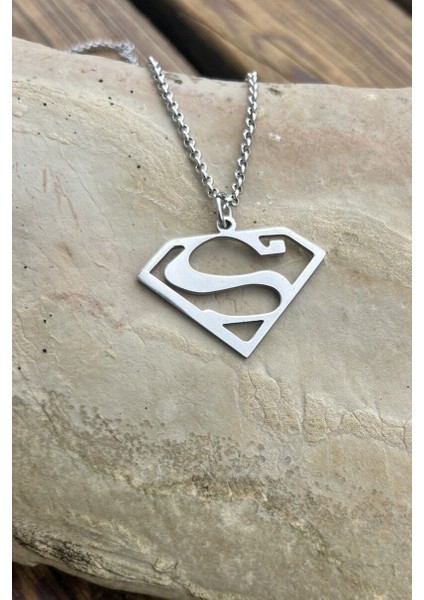 Paslanmaz Çelik Unisex Kadın Erkek Superman Kolye Kararmaz ECK53