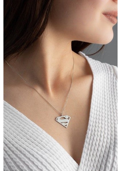 Paslanmaz Çelik Unisex Kadın Erkek Superman Kolye Kararmaz ECK53