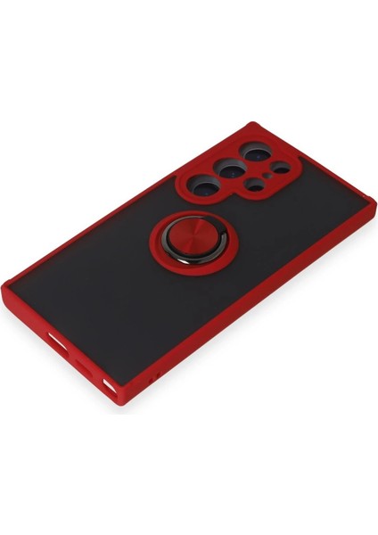 Newface Samsung Galaxy S24 Ultra Kılıf Montreal Yüzüklü Silikon Kapak - Kırmızı fırsatları