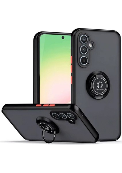 Newface Samsung Galaxy S23 Fe Kılıf Montreal Yüzüklü Silikon Kapak - Siyah
