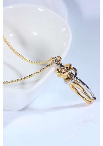 Sarılan Çift Unisex Sevgili Kolyesi Eşe Sevgiliye Hediye ECK52SR