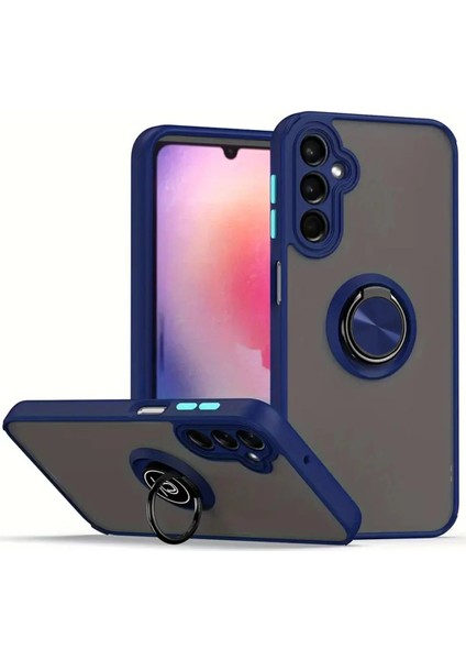 Newface Samsung Galaxy S25 Plus Kılıf Montreal Yüzüklü Silikon Kapak - Lacivert