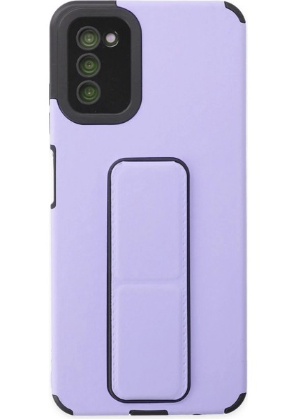 Newface Samsung Galaxy A03S Kılıf Mega Standlı Silikon - Lila