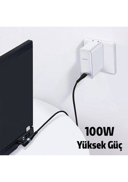 Baseus Zinc Manyetik Type-C To Dc Round (79X55MM) Lenovo Laptop Şarj Kablosu 100W 2M-(1903) fiyatları