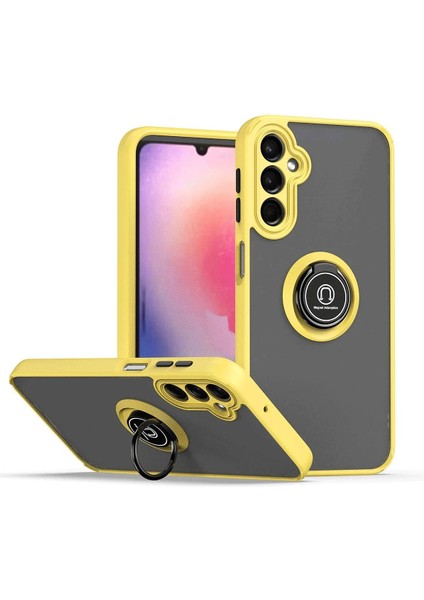 Newface Samsung Galaxy S24 Kılıf Montreal Yüzüklü Silikon Kapak - Sarı