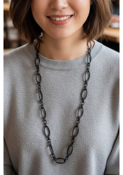 Pınkmark Kadın Siyah Uzun 75 cm Klipsiz Kararmaz Kaplamalı Kolye PMKL25630 indirimleri