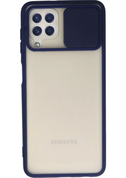 Newface Samsung Galaxy A22 Kılıf Palm Buzlu Kamera Sürgülü Silikon - Lacivert