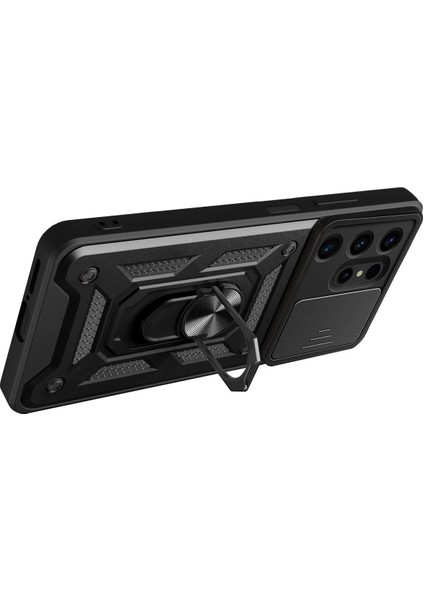 Newface Samsung Galaxy S24 Ultra Kılıf Pars Lens Yüzüklü Silikon - Kırmızı modelleri