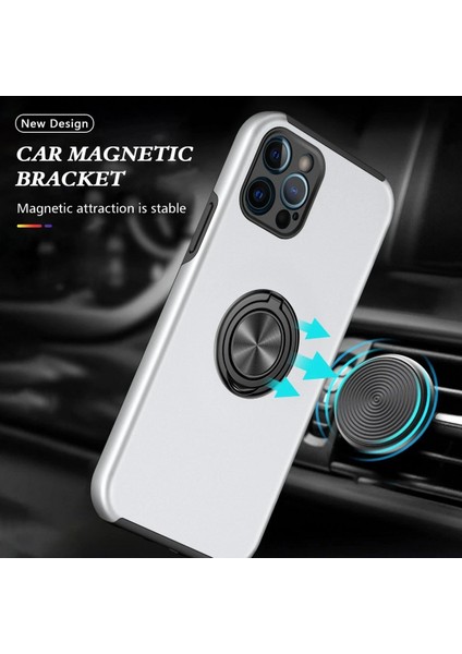 Newface iPhone 12 Pro Kılıf Elit Yüzüklü Kapak - Gümüş indirimleri