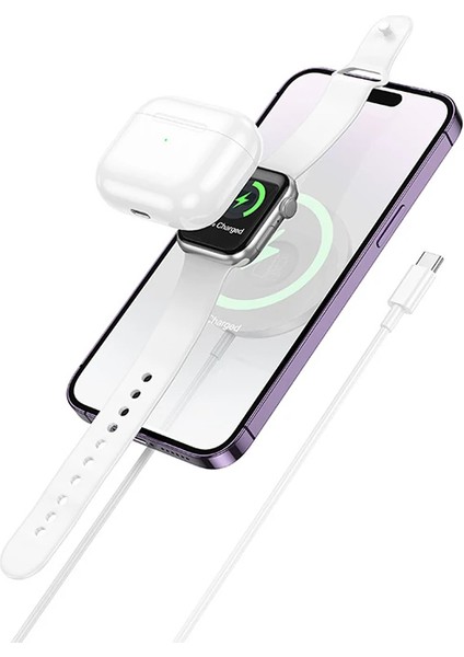 Hoco CW50 15W Airpods + Apple Watch+Iphone 3in1 Kablosuz Manyetik Hızlı Şarj ALETI-(1903)