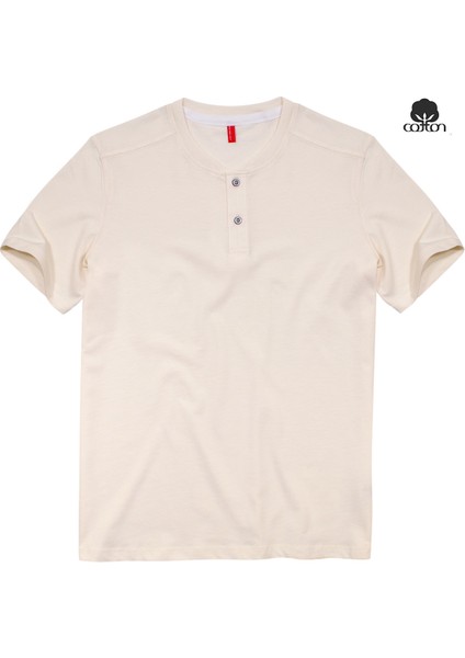 Erkek Henley Normal Kesim Düğmeli Patlı Sıfır Yaka Penye Pamuk T-Shirt fiyatları