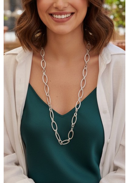 Pınkmark Kadın Gümüş Uzun 75 cm Klipsiz Kararmaz Kaplamalı Kolye PMKL25629 indirimleri