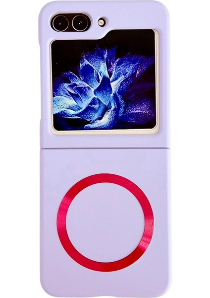 Newface Samsung Galaxy Z Flip 5 Kılıf Mata Fold Kapak - Lila