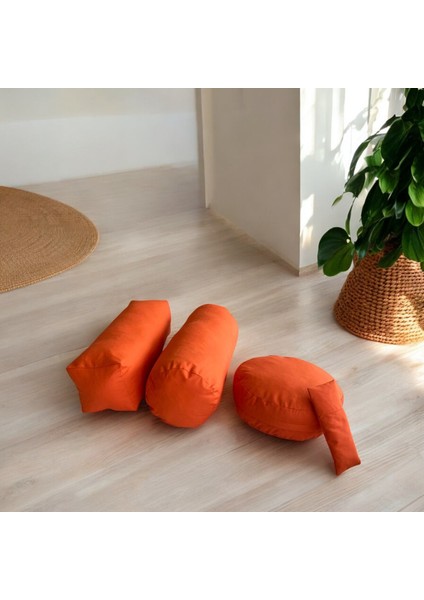 Dolgusuz Meditasyon Minderi, Silindir ve Kare Bolster ve Göz Yastığı 4'lü Meditasyon Seti Kılıf modelleri