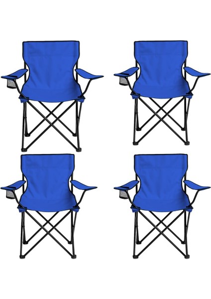 4 Adet Katlanır Kamp Sandalyesi - Piknik Plaj Sandalyesi - (DY.001) - Mavi - Taşıma Çantalı fiyatları