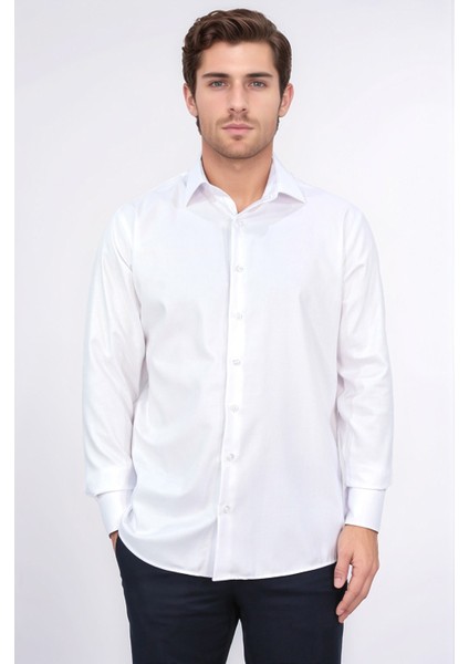 Slim Fit Italyan Yaka Non-Iron Twıll Beyaz Gömlek modelleri