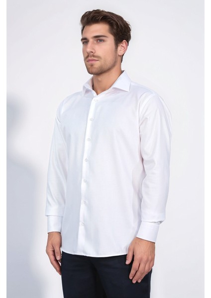 Slim Fit Italyan Yaka Non-Iron Twıll Beyaz Gömlek indirimleri