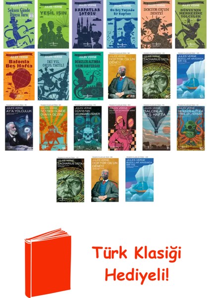 Jules Verne 21 Kitap Seti + Türk Klasiği Hediye