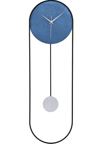 Metal Sarkaçlı Dekoratif Duvar Saati - Sessiz Mekanizma - El Boyama Modern Tasarım Saat-Mavi modelleri