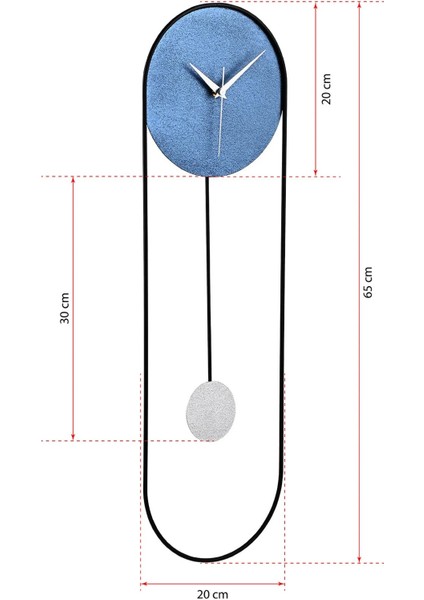 Metal Sarkaçlı Dekoratif Duvar Saati - Sessiz Mekanizma - El Boyama Modern Tasarım Saat-Mavi indirimleri