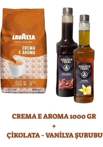 Lavazza Crema E Aroma 1000G + Grande Terra Çikolata & Vanilya Şurubu Seti
