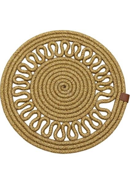 Jutty Hasır Görünümlü Jüt Dokuma Yuvarlak Natural Örgü Dekoratif Amerikan Servis 32X32 cm Supla
