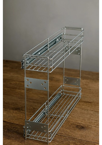 Teleskopik Raylı Dolap Içi Düzenleyici Sepet – Iki Katlı Krom Metal Mutfak ve Banyo Organizeri fiyatları