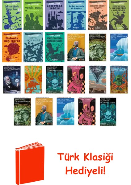 Jules Verne 23 Kitap Seti + Türk Klasiği Hediye