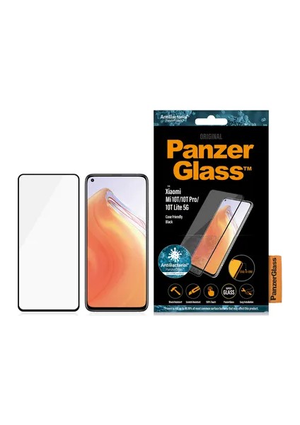 Panzerglass™ Antibakteriyel Case Friendly Ekran Koruyucu (Xiaomi Mi 10T / 10T Pro / 10T Lite 5g - Siyah Çerçeve)