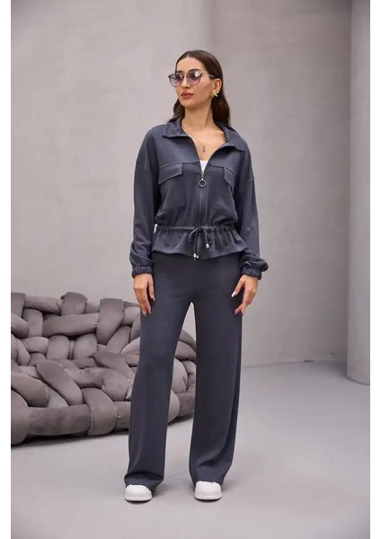 Fermuarlı Bağlamalı Cep Detay Gömlekli Takım fırsatları