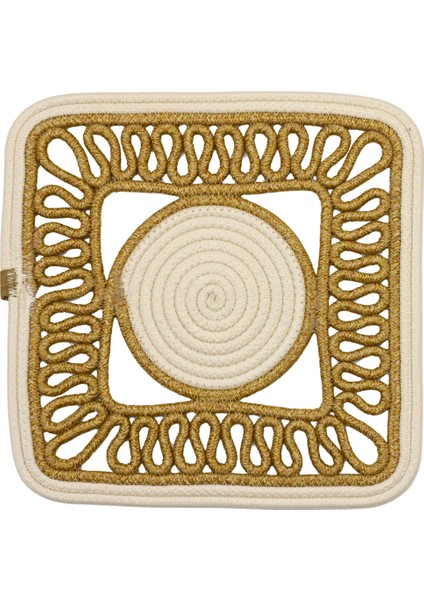 Jutty Hasır Görünümlü Jüt Dokuma Kare Natural Krem Örgü Dekoratif Amerikan Servis 32X32 cm Supla