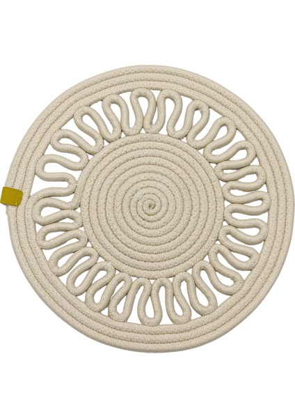Jutty Hasır Görünümlü Jüt Dokuma Yuvarlak Krem Örgü Dekoratif Amerikan Servis 32X32 cm Supla
