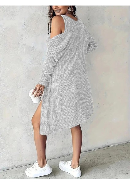 Kadın Askılı Yuvarlak Yakalı Önü Düğmeli Şardonlu Kaşkorse Mini Elbise ve Kısa Ceket modelleri