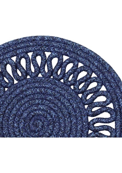 Jutty Hasır Görünümlü Jüt Dokuma Yuvarlak Lacivert Örgü Dekoratif Amerikan Servis 32X32 cm Supla fiyatları