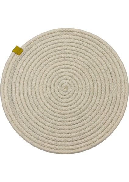 Jutty Hasır Görünümlü Jüt Dokuma Yuvarlak Krem Düz Dekoratif Amerikan Servis 32X32 cm Supla