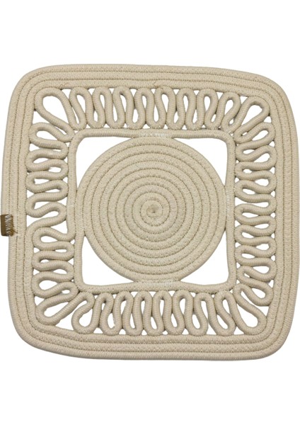 Jutty Hasır Görünümlü Jüt Dokuma Kare Krem Örgü Dekoratif Amerikan Servis 32X32 cm Supla