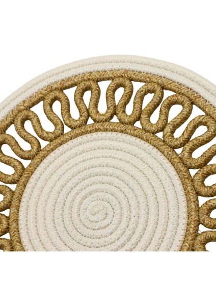Jutty Hasır Görünümlü Jüt Dokuma Yuvarlak Krem Natural Örgü Dekoratif Amerikan Servis 32X32 cm Supla fiyatları