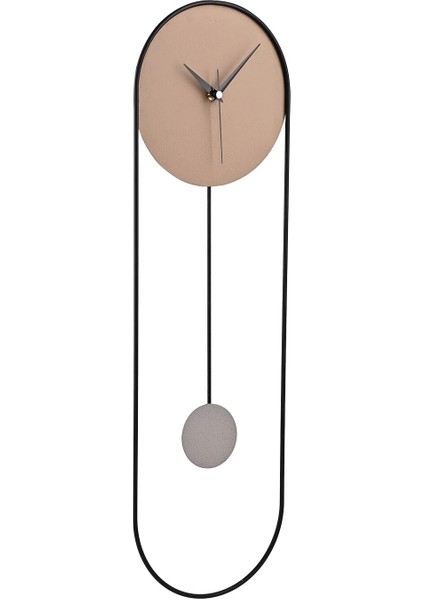 Metal Sarkaçlı Dekoratif Duvar Saati - Sessiz Mekanizma - El Boyama Modern Tasarım Saat-Bizon Kahve modelleri