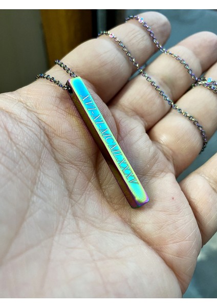 Unisex Spotify Şarkı Kodlu Çubuk Bar Kolye Zincir Kişiye Özel ECK42