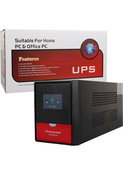 Andespower UPS2000VA 2000VA 12V9AHX2 Ups Kesintisiz Güç Kaynağı Line Interaktif fırsatları