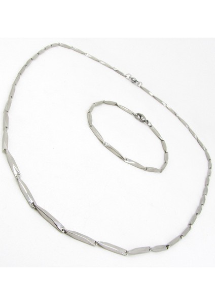 Küp Üçgen Model Çelik Erkek Kolye ve Bileklik Seti ECK38S