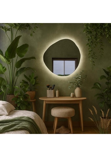 Organic Glow Asimetrik LED Ayna – Modern Doğal Form Dekoratif Ayna fiyatları